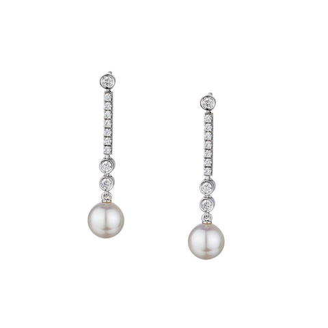 Birks 18KT White Gold Splash Akoya Pearl And Diamond Drop Earrings