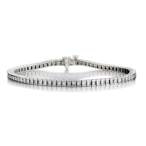 4.00 Carat Total Weight Princess Cut Diamond Tennis Bracelet