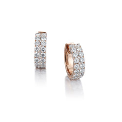 2.50 Carat Total Weight Round Brilliant Cut Diamond Pink Gold Earrings