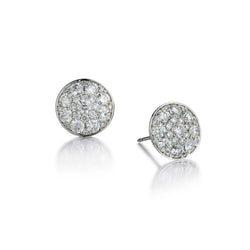 1.40 Carat Total Weight Pave-Set Round Brilliant Cut Disk Studs