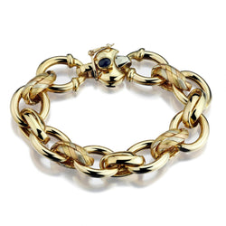 Yellow Gold And Tri-color Gold Large Link Ring Bracelet
