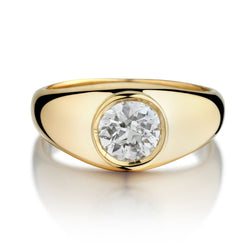 18KT Yellow Gold 1.56 Carat Old European Cut Diamond Men's Ring