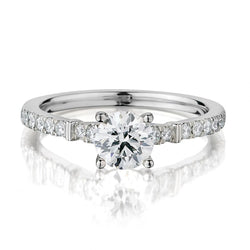 0.73 Carat Round Brilliant Cut Diamond Platinum Engagement Ring
