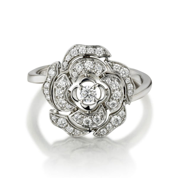 Chanel ring, Camellia thread,WHITE GOLD, pearl and diamonds. ref.116417 -  Joli Closet