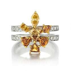 Two-Tone Gold Fancy Yellow And Brown Diamond Unique Split Shank Ring