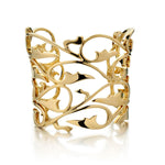 Gilan 18KT Yellow Gold Large Heavy Floral Cuff Bangle