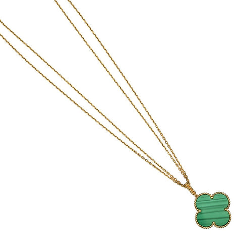 Van Cleef And Arpels Yellow Gold Malachite Lucky Alhambra Pendant