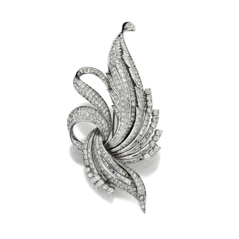 10.00 Carat Total Weight Mixed Cut Diamond Spray Bouquet Brooch