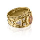 18KT Yellow Gold Yellow Sapphire And Diamond Wide Band