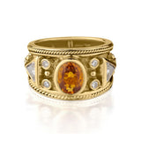 18KT Yellow Gold Yellow Sapphire And Diamond Wide Band