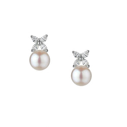 Tiffany & Co. Victoria Collection Pearl And Diamond Platinum Earrings
