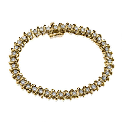 1.00 Carat Total Weight Round Brilliant Cut Diamond S Link Bracelet