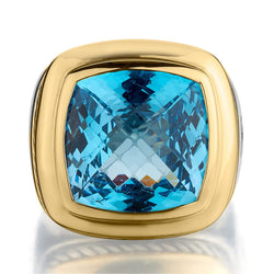 David Yurman Silver And 18KT Yellow Gold Albion Topaz Ring