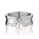 Cartier 18KT White Gold And Diamond Double C Size 52 (6) Ring