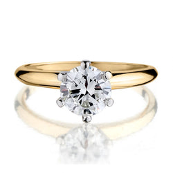 LADIES 18KT YELLOW GOLD AND PLATINUM SOLITAIRE RING