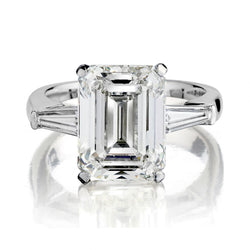 5.90 Carat Emerald Cut Diamond Platinum Engagement Ring