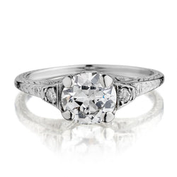1.30 Carat Old-European Cut Diamond Engagement Ring. Art Deco
