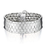 18KT White Gold Wide Beehive Link Bracelet. Reversable.