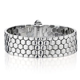 18KT White Gold Wide Beehive Link Bracelet. Reversable.