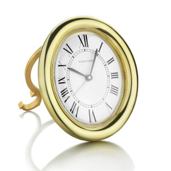 Cartier Gold-Plated Brass Oval Baignoire Quartz Alarm Table Clock