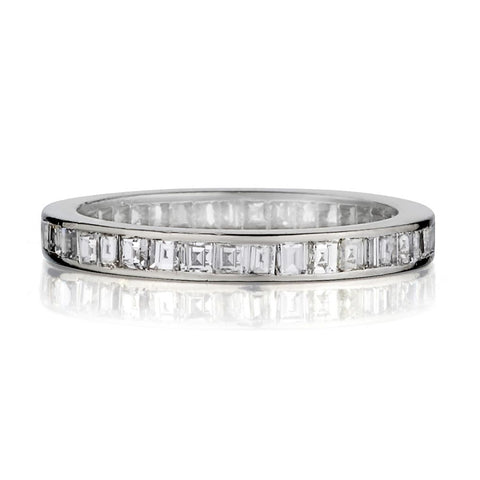 PLATINUM DIAMOND BAND SET WITH 1.00 TW SQUARE CUT DIAMONDS