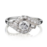 18KT WHITE GOLD LADIES DIAMOND VINTAGE RING: 0.50ct EUROPEAN CUT
