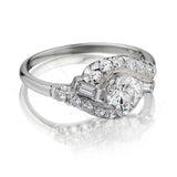 18KT WHITE GOLD LADIES DIAMOND VINTAGE RING: 0.50ct EUROPEAN CUT