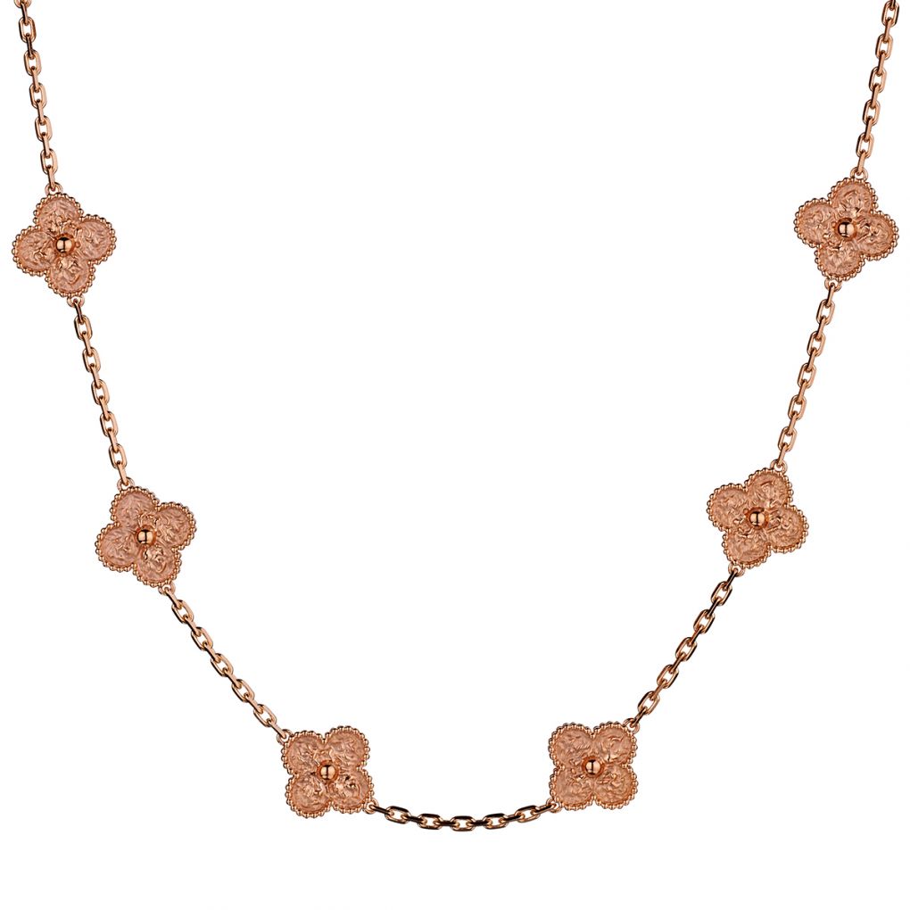Van Rajak Van Cleef & Arpels 10 Motif Alhambra Rose Gold Necklace | Van Rijk ...