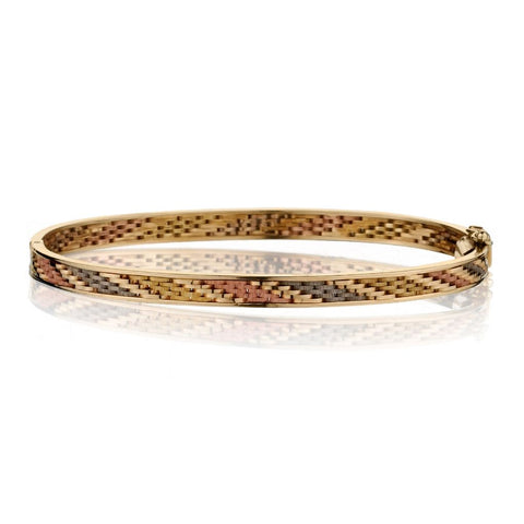 LADIES 18KT TRI-COLOUR BANGLE