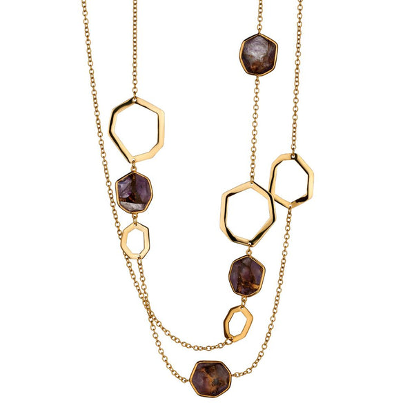 18kt Long station necklace made by 