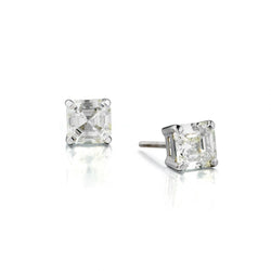 Asscher cut diamond stud earings. 2 x 2.09ct Tw