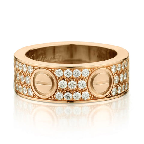 Cartier 18kt Rose Gold  "Love Collection" Diamond Wide Ring.
