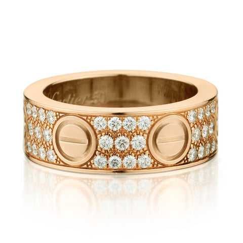 Cartier 18kt Rose Gold  "Love Collection" Diamond Wide Ring.