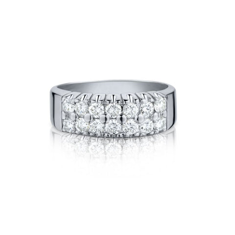 Birks 14kt White Gold Diamond Double Row Band. 0.76ct Tw