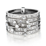 LADIES 14kt White Gold Five Band Diamond Ring.0.80ct Tw
