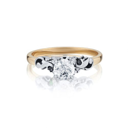 Ladies 18kt &14kt Gold  Diamond Vintage Engagement Ring . 0.60ct European Cut .