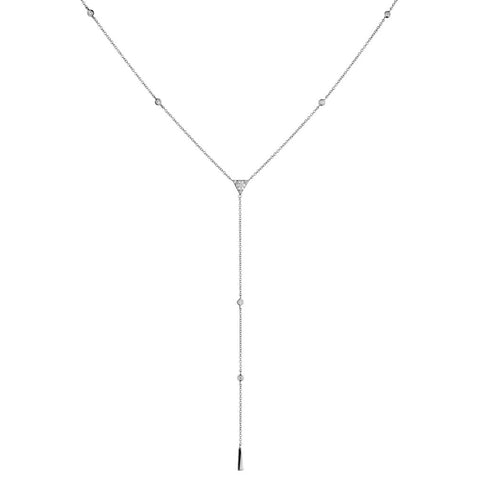 Ladies " Hearts on Fire " Triplicity Triangle Lariat Necklace.