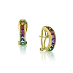 Ladies H.STERN Multi Colored Gemstone Small Hoop Earings. 18kt Yellow Gold.