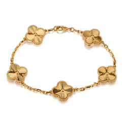 Van Cleef & Arpels Vintage Alhambra "Guilloche" bracelet. 18kt Yellow Gold.
