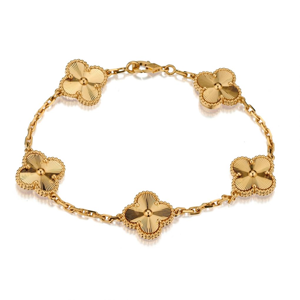 Van Cleef & Arpels vintage Alhambra Guilloche' bracelet . 18kt