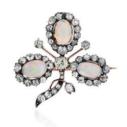 Ladies Magnificent Opal and Diamond Vintage Brooch. Circa 1890.