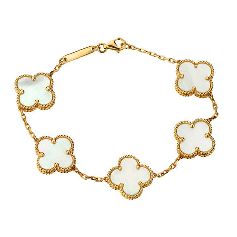 Ladies 18kt Yellow Gold Mother of Pearl Bracelet.