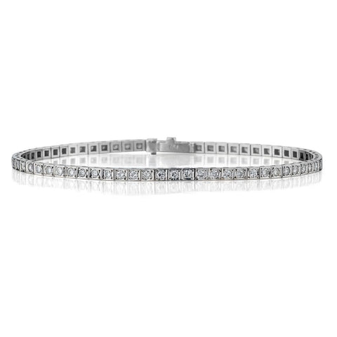 18kt White Gold Diamond "Tennis Bracelet"  1.80 Total Carat Weight.