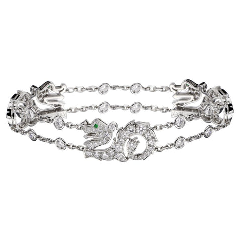 Cartier Iconic "Three Dragon" Diamond Bracelet in 18kt White Gold