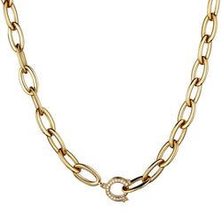 Cartier Oval Link Chain in 18kt Y/G. Diamond "C " Closure