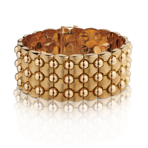 Ladies Retro -eraItalian Wide 18kt Rose Gold Bracelet. Circa 1940's