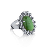 Ladies Jade and Diamond Ring. 14kt W/G