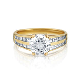 Ladies 18kt Y/G Diamond Ring. 3.10ct Tw Brilliant and Baguette cuts