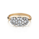 Ladies Vintage Mine Cut Diamond Cluster Ring. 18kt and Silver Top. 1.05ct Tw