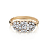 Ladies Vintage Mine Cut Diamond Cluster Ring. 18kt and Silver Top. 1.05ct Tw